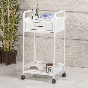 Arya Cihaz Taşıma ve Setup Sehpası | Ahşap Çekmeceli - Beyaz - Sac