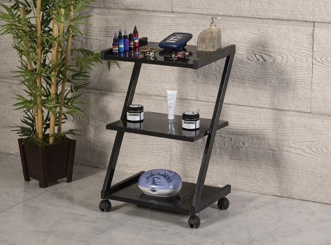 İron Cihaz Taşıma ve Setup Sehpası | Z Tipi - 3 Raflı - Siyah